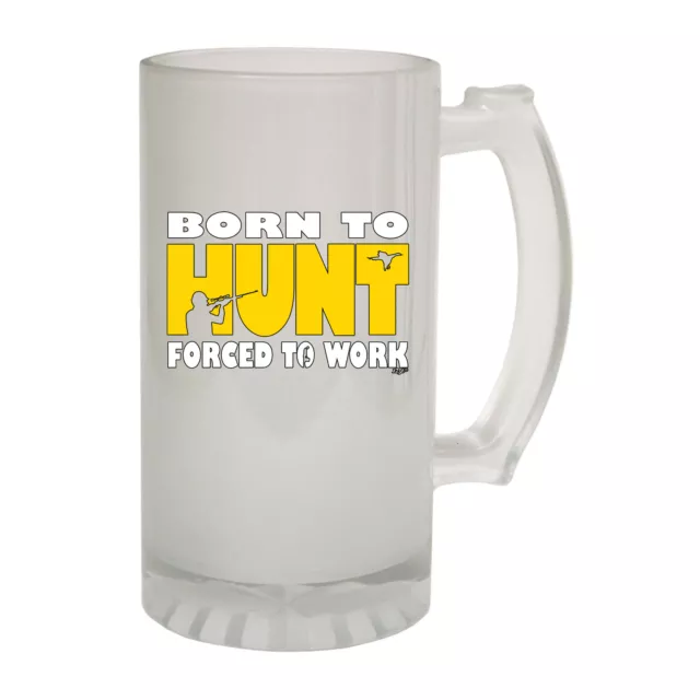 Born To Hunt Novelty Funny Gift Frosted Glass Beer Stein Steins - Gift Boxed