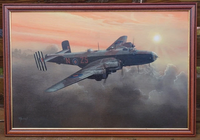ORIGINAL WW2 AVIATION Aircraft Illustration Painting Wwii Raf Halifax ...