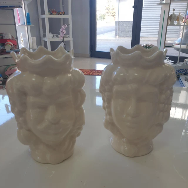 Set Sale E Pepe Teste Di Moro - Ceramica Artigianale Di Caltagirone Con Vassoio - Foto 4