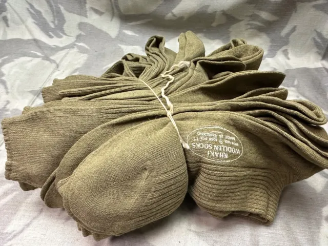 Original British Army WW2 New Old Stock Officers Wool Khaki Socks - Varied Sizes