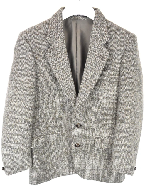 Harris Tweed Giacca Uomo ~ Medio Monopetto Lana Foderata con Motivo