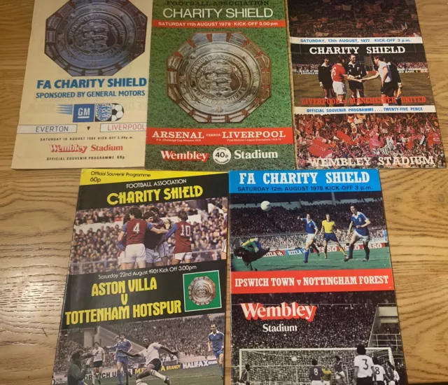 5 x FA Charity Shield Final Programs 1977, 1978,1979, 1981 & 1984. Wembley