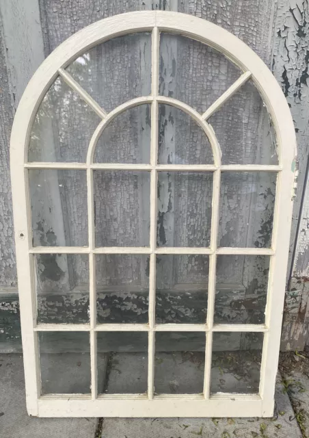Antique 18 Pane Arched Dome Top 29.75” X  45.5” Shabby Window Sash Old Chic