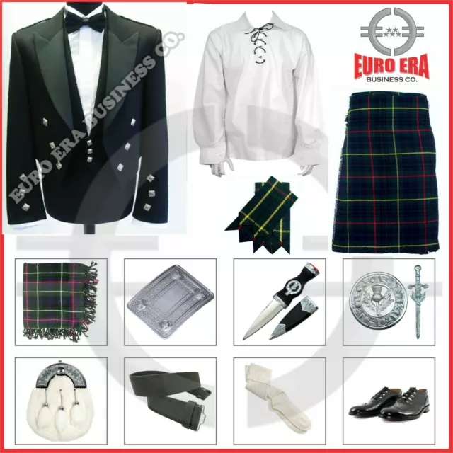 Schottische Prinz-Charlie-Jacke und Jagd-Stewart-Tartan-Kilt-Outfit,...