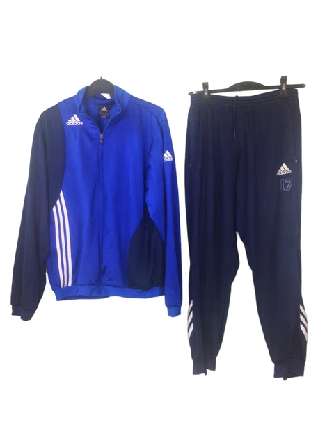 Adidas Originals Mens VTG Tuta Nylon Glanz Full zip Blu Pantaloni M Giacca L