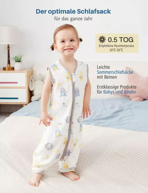 Baby Sommer Schlafsack mit Füßen 0.5 Tog Kinder Dünn Schlafsäcke mit Beinen 3
