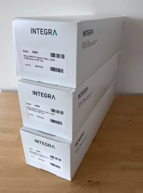INTEGRA 6485 GRIPTIP 300 µl LONG Filter Sterile 5 V96 Racks of 96 Pipette Tips,