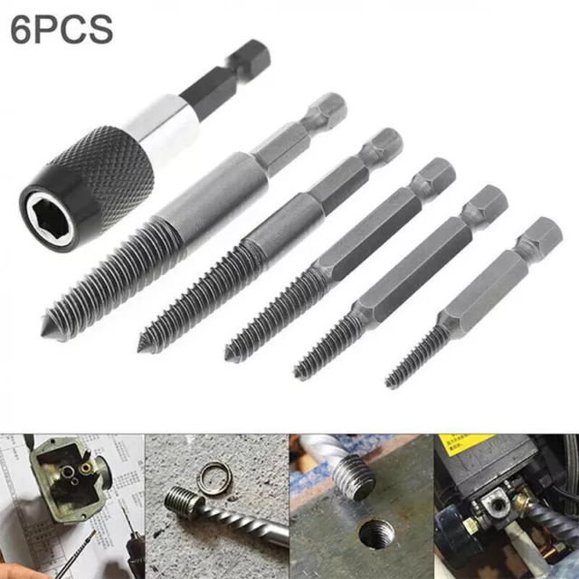 6Pcs Stud Screw Extractor Remover Set Gebrochene beschädigte Rohre Bolzen`