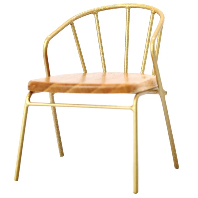 Metal Dollhouse Wooden Chair Miniature Dining Table Folding