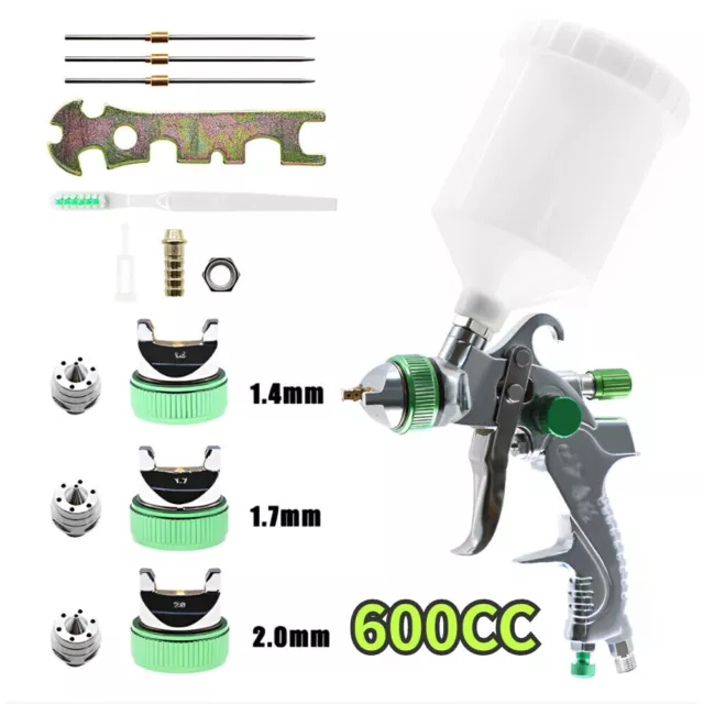 1.4MM~2.0MM Nozzle Air Spray Gun Kit Gravity Feed Auto Paint Car Primer 600CC