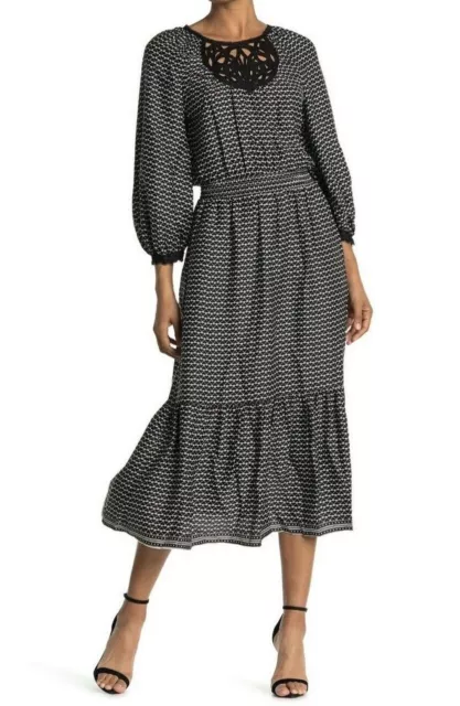 NWT Max Studio Printed Flounce Hem Midi Dress Size Medium MSRP $158 Lovely!