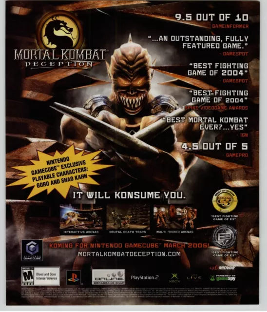 1999 Mortal Kombat Gold Dreamcast Print Ad/Poster Authentic