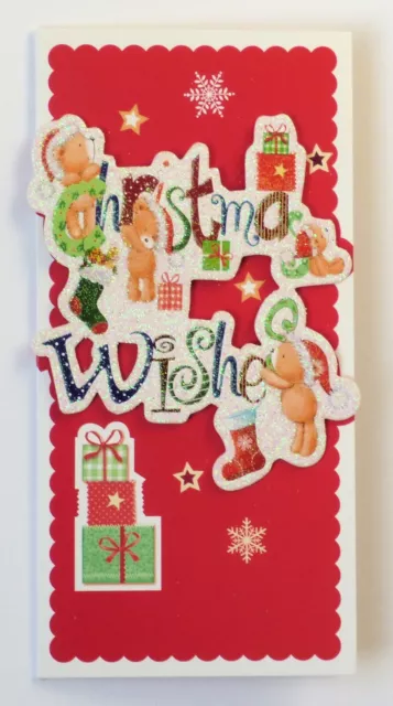 Christmas Wishes Money Wallet - 3D Effect Glittery Christmas Money Wallet