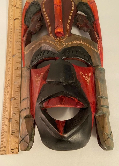 Tiki Totem Style Wall Decor Mask - Made in Kenya 12" Hand Carved