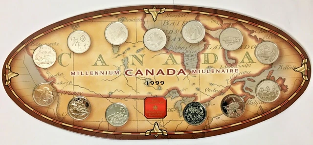 *CANADA* country map 13 coins "1999 MILLENIUM MINT SET"