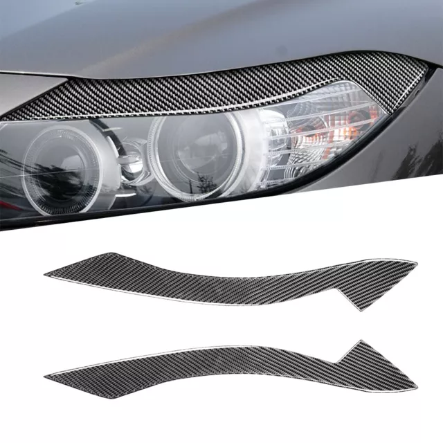Carbon Fiber Front Headlight Eyelid Cover Eyebrow Trim For BMW Z4 E89 2009-2015
