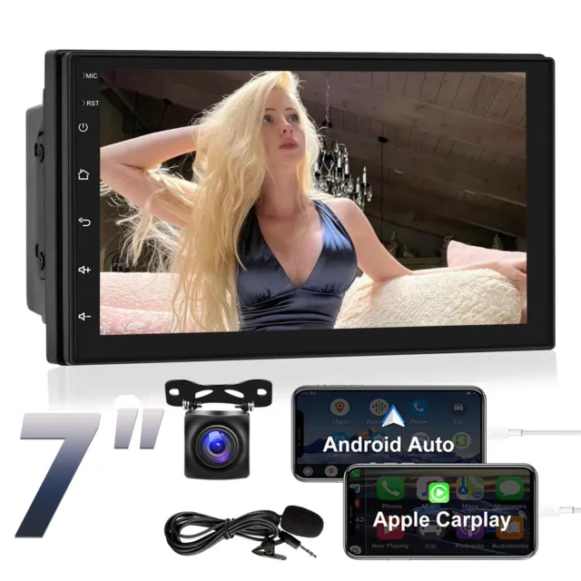 7" Car Radio Apple/Andriod Carplay BT Car Stereo Touch Screen Double 2Din+Camera