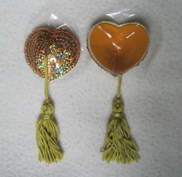 Cache-tétons Adhésifs Coeurs Strass Argentés - Pasties Transparents Avec Chaîne, Taille Unique, Neuf Avec étiquettes