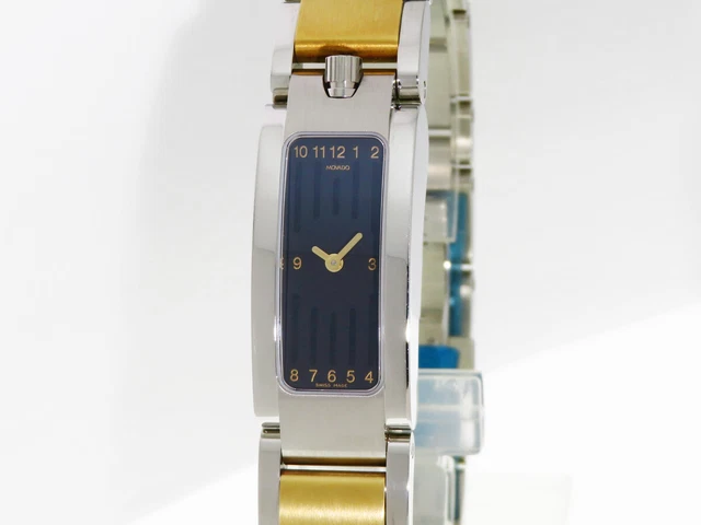 Orologio da donna MOVADO Elliptica E40.112.H4C Quadrante nero al quarzo placcato oro