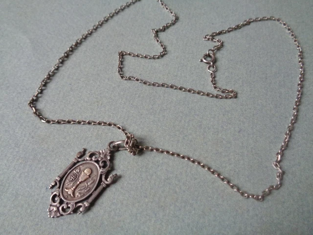 ANCIEN PENDENTIF EN argent massif, religieux, communion, calice EUR 20