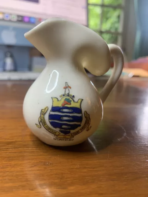 Crested China Ware ,Jug With Worthing Crest, Willow Art China Longton.