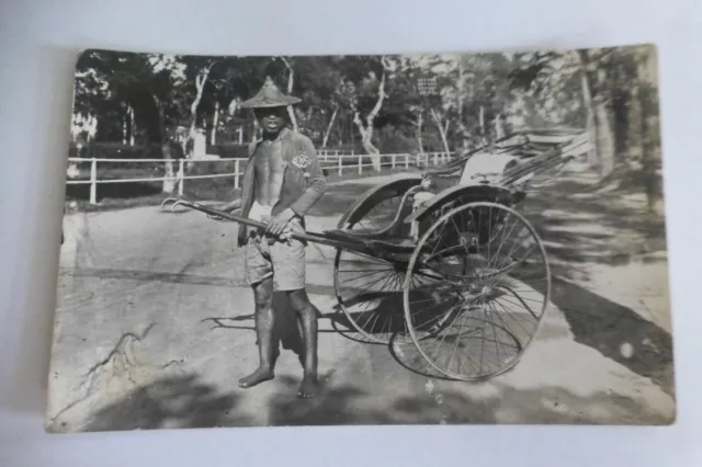 i671 MALAY RICKSHAW Real Photo MALAYA Postcard 1920s