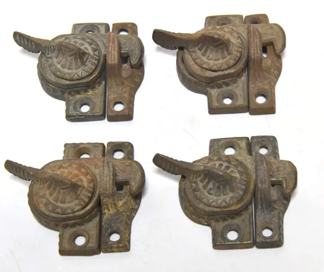 4 Matching Vintage Eastlake Style Windows Sash Lock Complete With Keeper #4