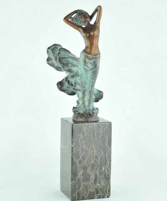 Estatua Bailarín Sexy Art Deco Estilo Art Nouveau Estilo Bronce sólido 2