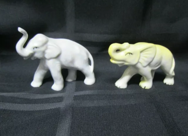 Vintage Ceramic Porcelain Japan Elephant Figurines Good Luck Lot of 2