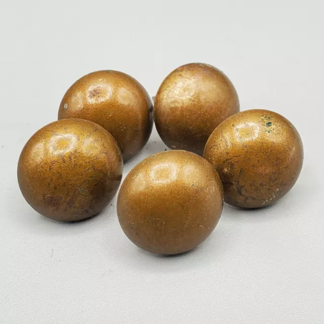 5 Old Large Brass Tacks 3/4” Tarnish Round Head Vintage Furniture Antique Patina