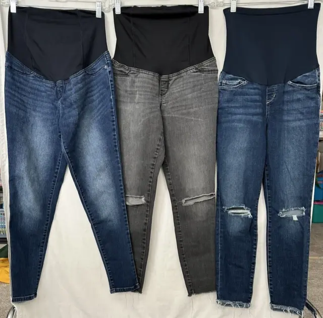Lot of 3 Maternity Pants Jeggings - Isabel Size 4 - Joes W 27 - Blue/Black Jeans
