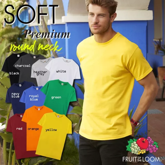 T shirt Per Uomo o Donna Fruit of the loom Manica Corta In Cotone da Lavoro Nero