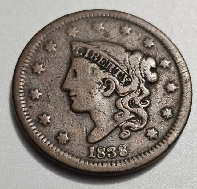 1838-P Philadelphia Matron/ Coronet Head Large Cent 1C