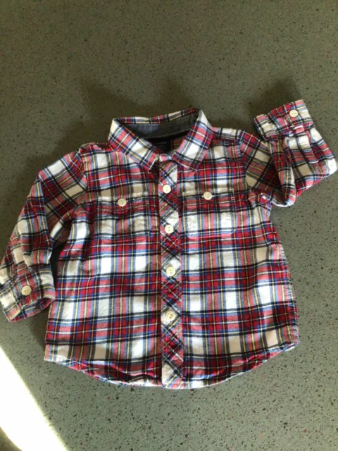 baby gap boys 12-18 months LS button Flannel shirt Christmas/winter 100% Cotton