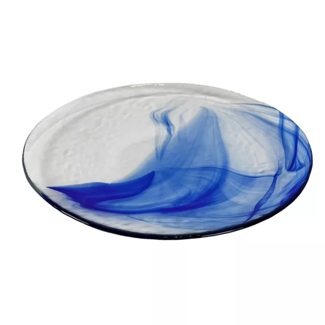 Bormioli Rocco Murano Cobalt Blue Swirl Glass 11" Dinner Plate 6 Available