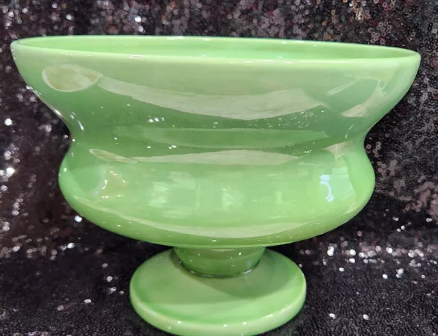 Haeger USA Pedestal Footed Pot Planter Green Art Pottery 6” x 8" Large Vintage