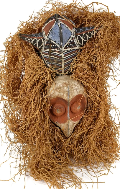 Yaka Mask Mbaala Painted Raffia African Art