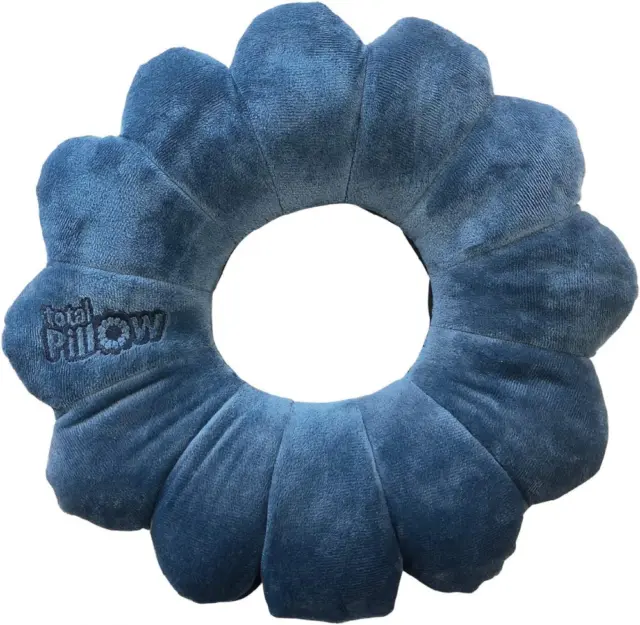 Total Pillow Travel Neck, Head, and Lumbar Support Pillow, Single, Blue