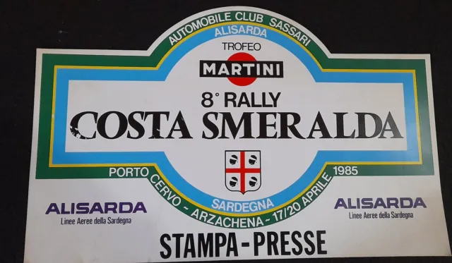 Rally Costa Smeralda targa plastica 1985 stampa/presse