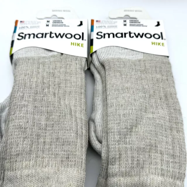 2 Pairs - Smartwool Unisex Mens Hike Merino Wool Crew Socks - Tan - Size: Medium