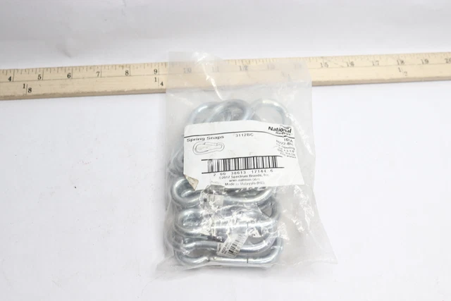 (10-Pk) National Hardware Interlocking Spring Snap Zinc Plated 3/8" x 3-1/8"