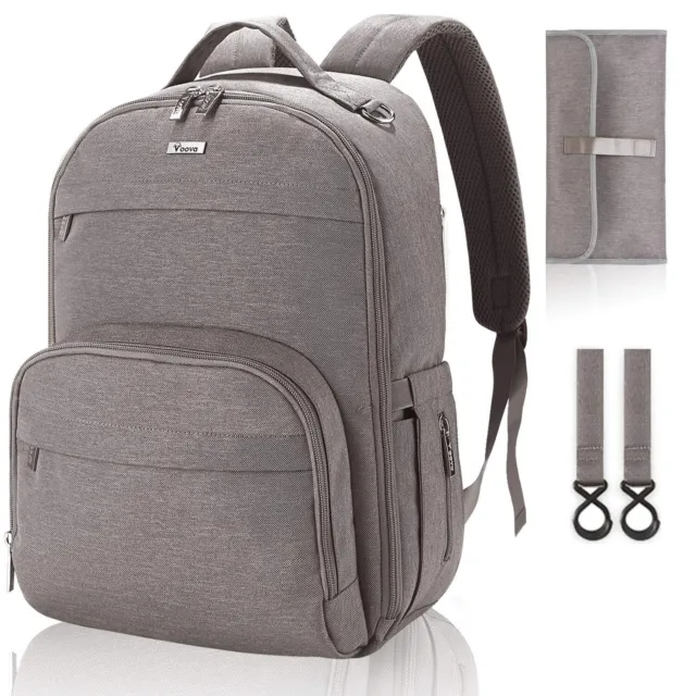Voova Diaper Bag Backpack, Multifunction Travel Back Pack Maternity Baby Grey