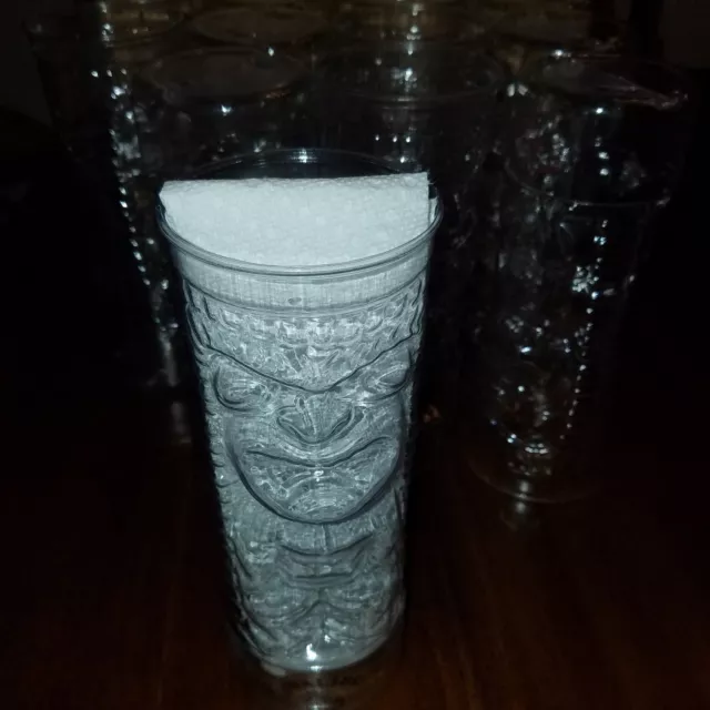 Malibu Rum Tiki Cup plastic 24 oz lot 12 clear logo advertising party restaurant