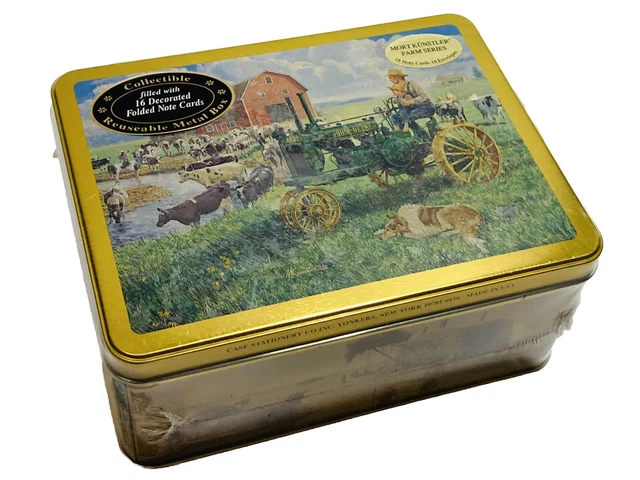 Case Stationery 1995 Mort Kunstler JOHN DEERE Collectors Tin w/Note Cards NEW!