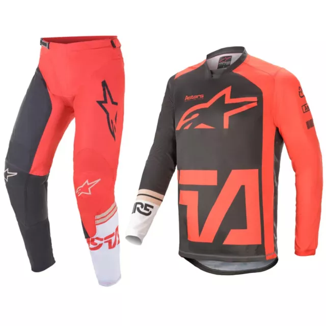 Alpinestars Motocross Kit Pantaloni Maglia - Racer Tech Compass Antracite Panna