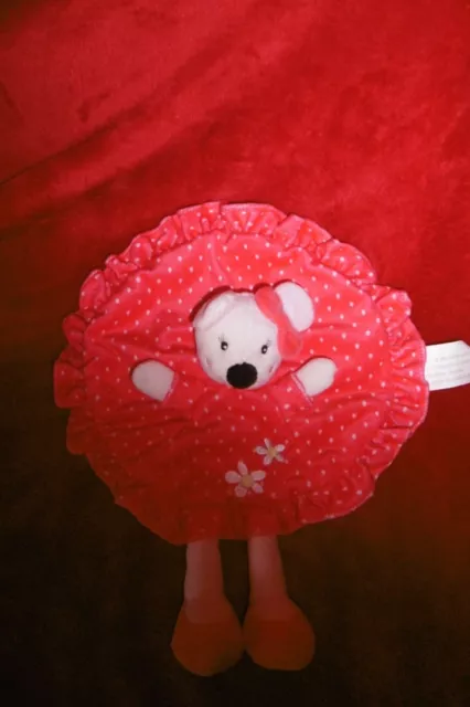 Doudou Souris plat rose a pois blanc fleur noeuds rose Pat & Ripaton LA HALLE