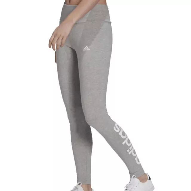 Leggins donna Jersey Adidas Essential Linear GL0638 grigio-bianco