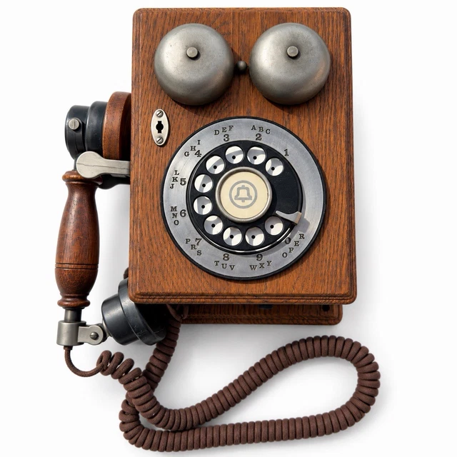 VINTAGE WESTERN ELECTRIC Country Junction Rotary Wood Wall Phone Bell ...