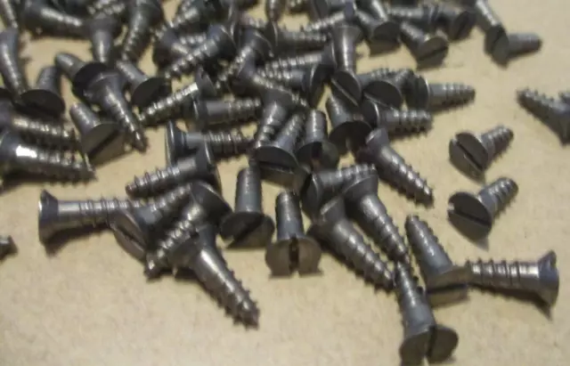 70 - Vintage, N.o.s., Slotted Flat Head Steel Wood Screws, 3/8" X #4