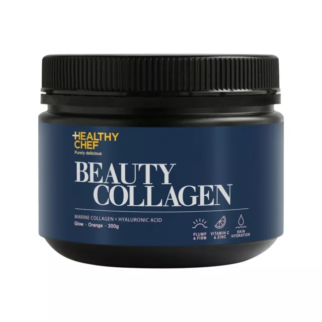The Healthy Chef Beauty Collagen Orange 300g Marine Collagen + Hyaluronic Acid